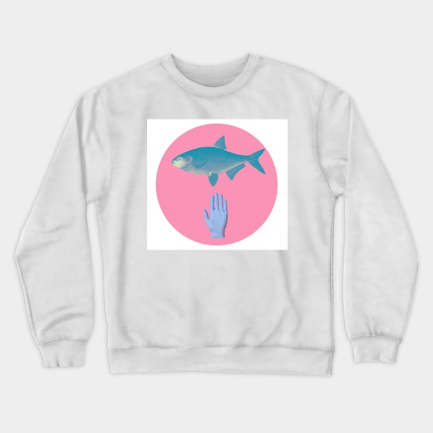 Fish and A Hand Crewneck Sweatshirt by kubrick215